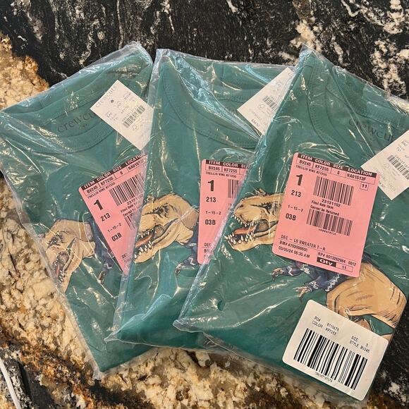 NWT J. Crew Boys' Green T. Rex Christmas Graphic Tee - SIZE S - Picture 7 of 7